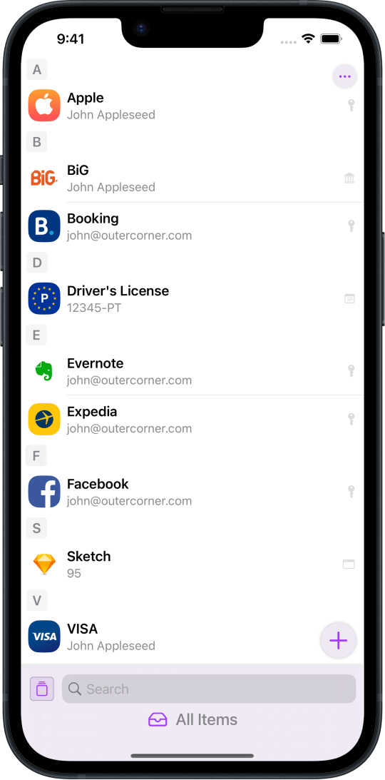 Secrets for iPhone showing saved item details